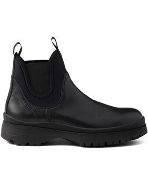 Prada Leather Ankle Boots - Black