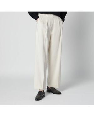 DUNST Ivory Double-Pleat Trousers - White