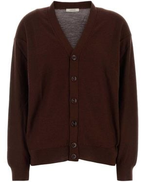 Lemaire Chocolate Wool Blend Cardigan - Brown
