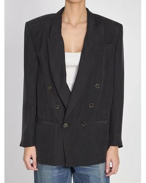 Saint Laurent Db Blazer Haboutai Silk - Black