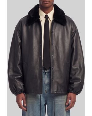 Willy Chavarria Coach Leather Jacket - Black