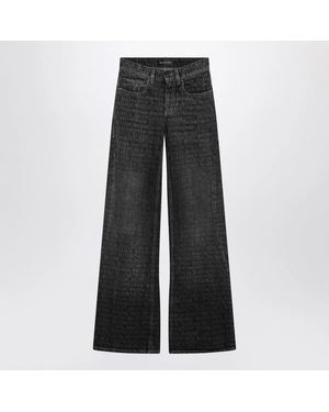 Balenciaga Washed Jeans With Jacquard Logos - Grey