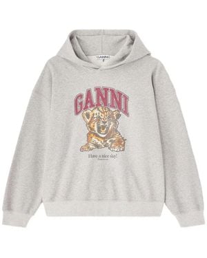 Ganni Margot Kitty Organic Cotton Hoodie - White