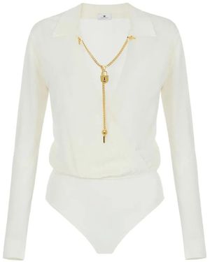 Elisabetta Franchi Bodysuit With Crossover Chain - White