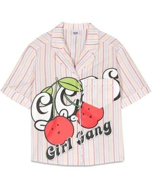 Gcds Striped Shirt Print - White