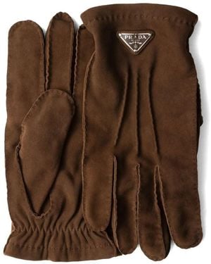 Prada Suede Gloves - Brown