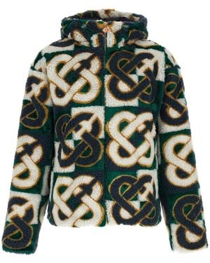 CASABLANCA 'Monogram' Intarsia Fleece Jacket - Green