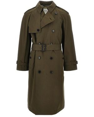 Burberry Cotton Long Trench Coat - Green