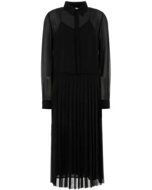 Ami Paris Pleated Midi Dress - Black