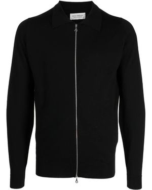 John Smedley Alston Zip-Up Cardigan - Black