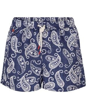 Kiton Short Patterned Swim Boxers - Blue