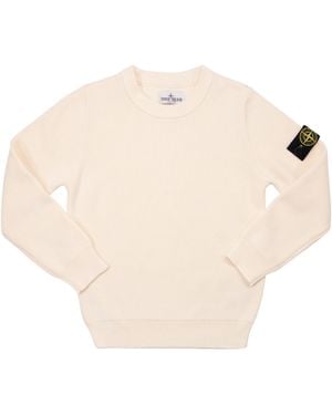 Stone Island Sweater With Badge On Arm - Natural
