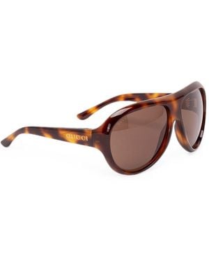 Gucci Acetate Oval Sunglasses - Brown