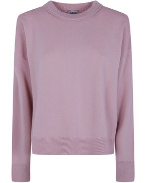 Mrz Cropped Oversized Round Neck Sweater - Purple
