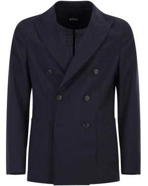 BOSS Double-Breasted Blazer - Blue