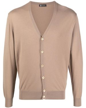 Colombo Camel Kid Wool Botton Cardigan - Natural