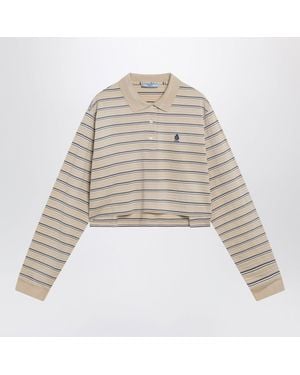 Prada Desert/Royal Striped Piqué Polo Shirt - Multicolor