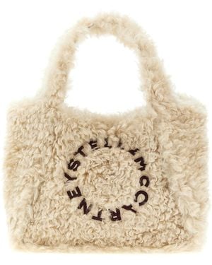 Stella McCartney Shearling Logo Shopping Bag - Natural