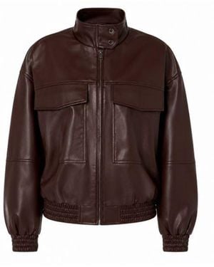 Twinset Bordeaux Leather Coat - Brown
