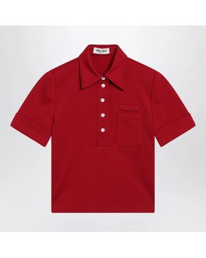 Miu Miu Ruby Technical Jersey Polo - Red