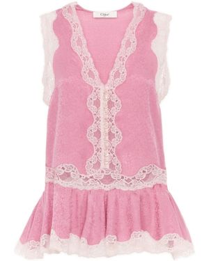 Chloé Sleeveless Peplum Top - Pink