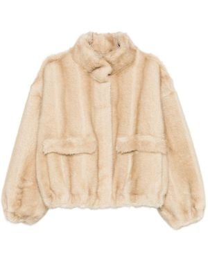 Apparis Iris Faux Leather Bomber Jacket - Natural