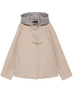 Fay Wool Hooded Cape - Natural