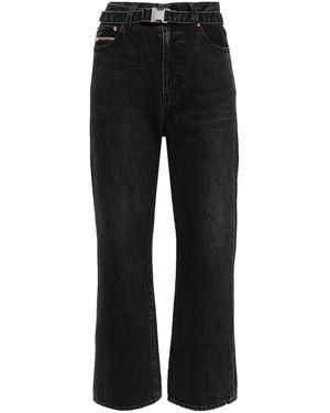 Sacai Straight-Leg Belted Cropped Jeans - Black