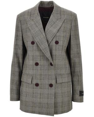 Pinko Prince Of Wales Double-Breasted Jacket - Gray