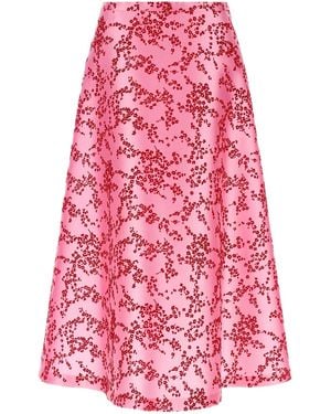 Alberta Ferretti 'Mikado Floreale' Skirt - Red