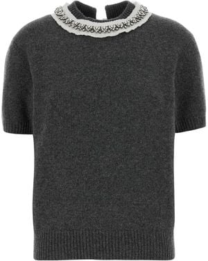 Prada Dark Wool Blend Sweater - Black