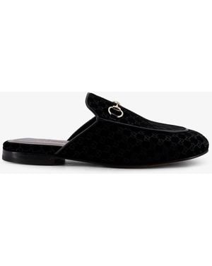 Gucci Princetown Gg Supreme Velvet Mule - Black