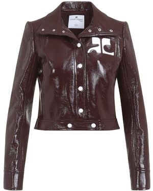 Courreges Burgundy Vinyl Jacket With Logo - Red
