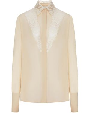 Fendi Georgette Shirt With Lace Inserts - White