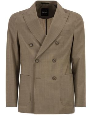BOSS Double-Breasted Blazer - Green