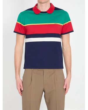 Versace Striped Cotton T-Shirt - Blue