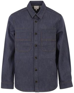 A.P.C. Cotton Denim Shirt With Patch Pockets - Blue