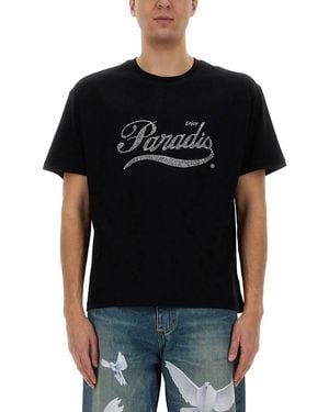 3.PARADIS 3.Paradis Crystal Logo T-Shirt - Black