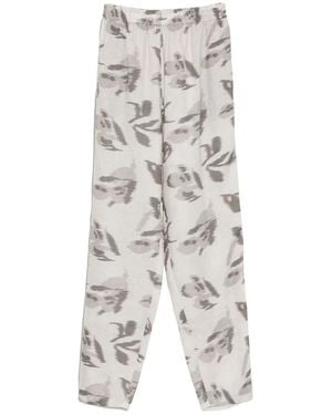 Emporio Armani Printed Linen Pants - White
