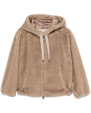 Herno "Bomber" Soft Faux Fux Jacket - Natural