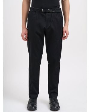 White Sand Stretch Cotton Pants - Black