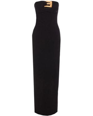Balmain Belted Bustier Long Dress - Black