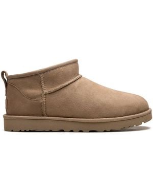UGG Sand Suede Leather Classic Ultra Mini Boots - Brown