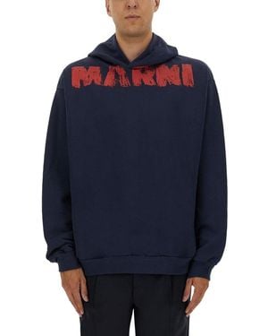 Marni Sweatshirt With Maxi Logo Print - Blue