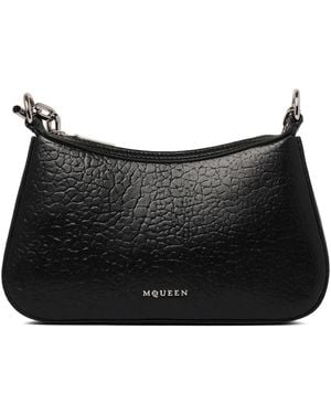 McQueen T-Bar Leather Mini Bag - Black