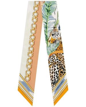 Ferragamo Felini Print Silk Mini Bandeau - White