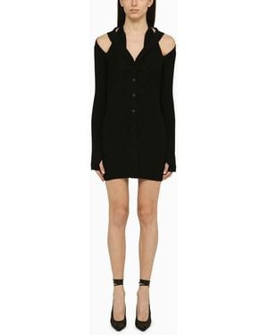 ANDREADAMO Ribbed Mini Dress With Cut Out - Black