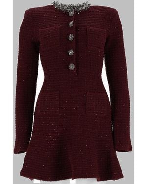 Self-Portrait Burgundy Lace Mini Dress - Purple