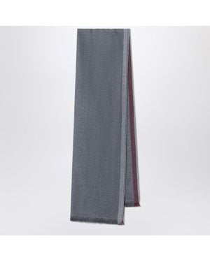 Brunello Cucinelli Dark/Burgundy/Sand Scarf - Gray