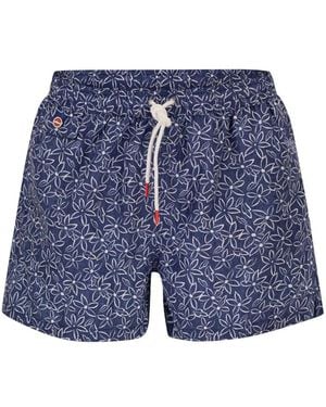 Kiton Short Patterned Swim Boxers - Blue